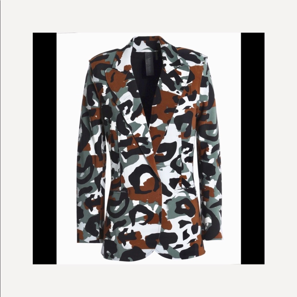 Norma Kamali Single Breasted Jacket n Leopard Camo